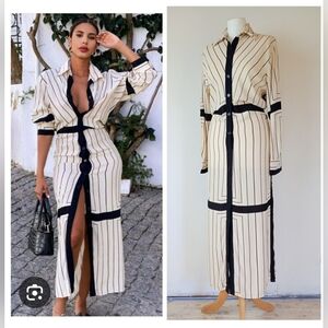 Zara Black Striped Long Dress